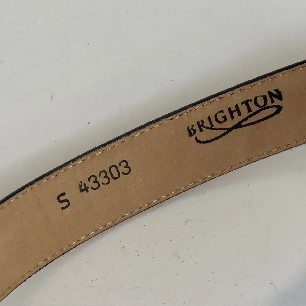 Brighton Black Leather Silver Buckle Belt S